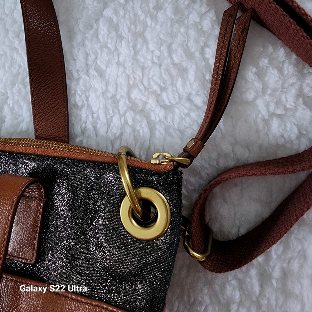 Fossil Keely crossbody tote bag in brown Leather Adjustable Strap - Picture 9 of 16